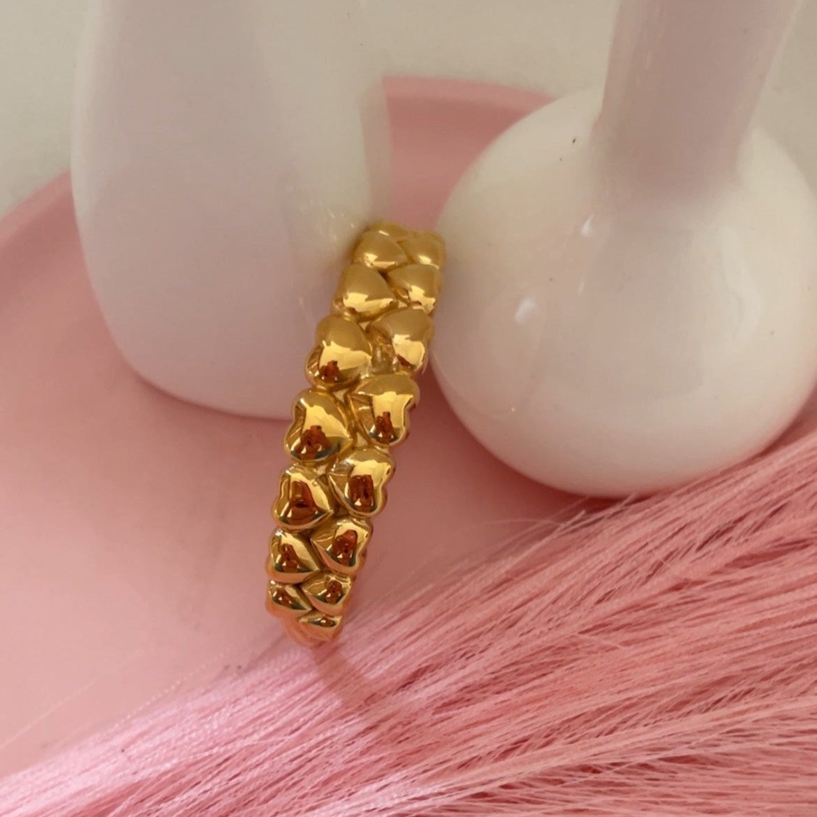 Bold Heart Chain Bangle Bracelet