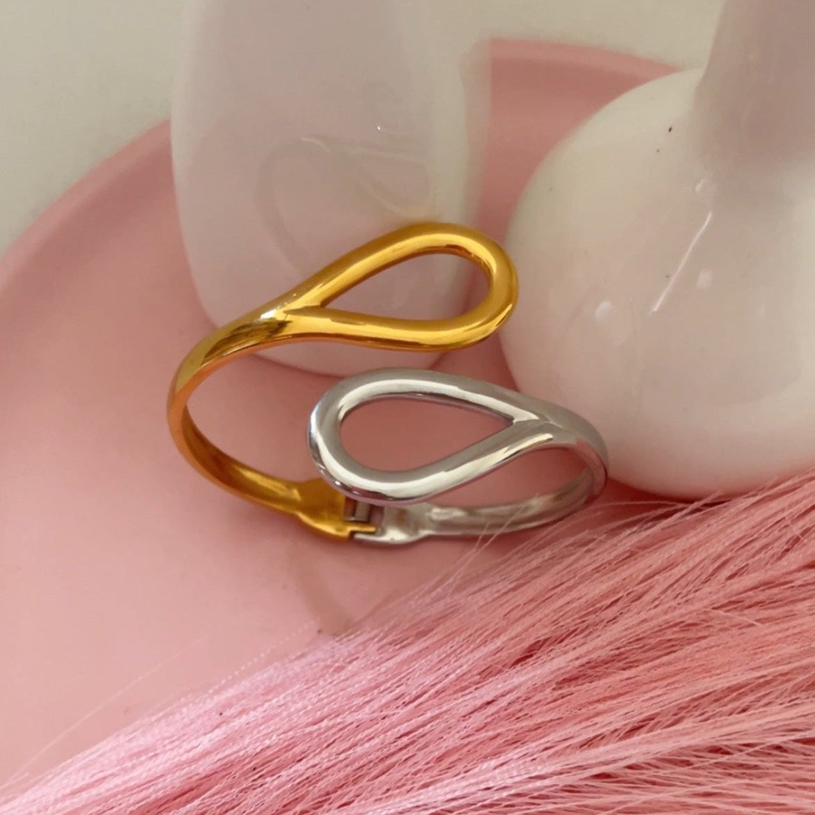 Dual Tone Loop Bangle Bracelet