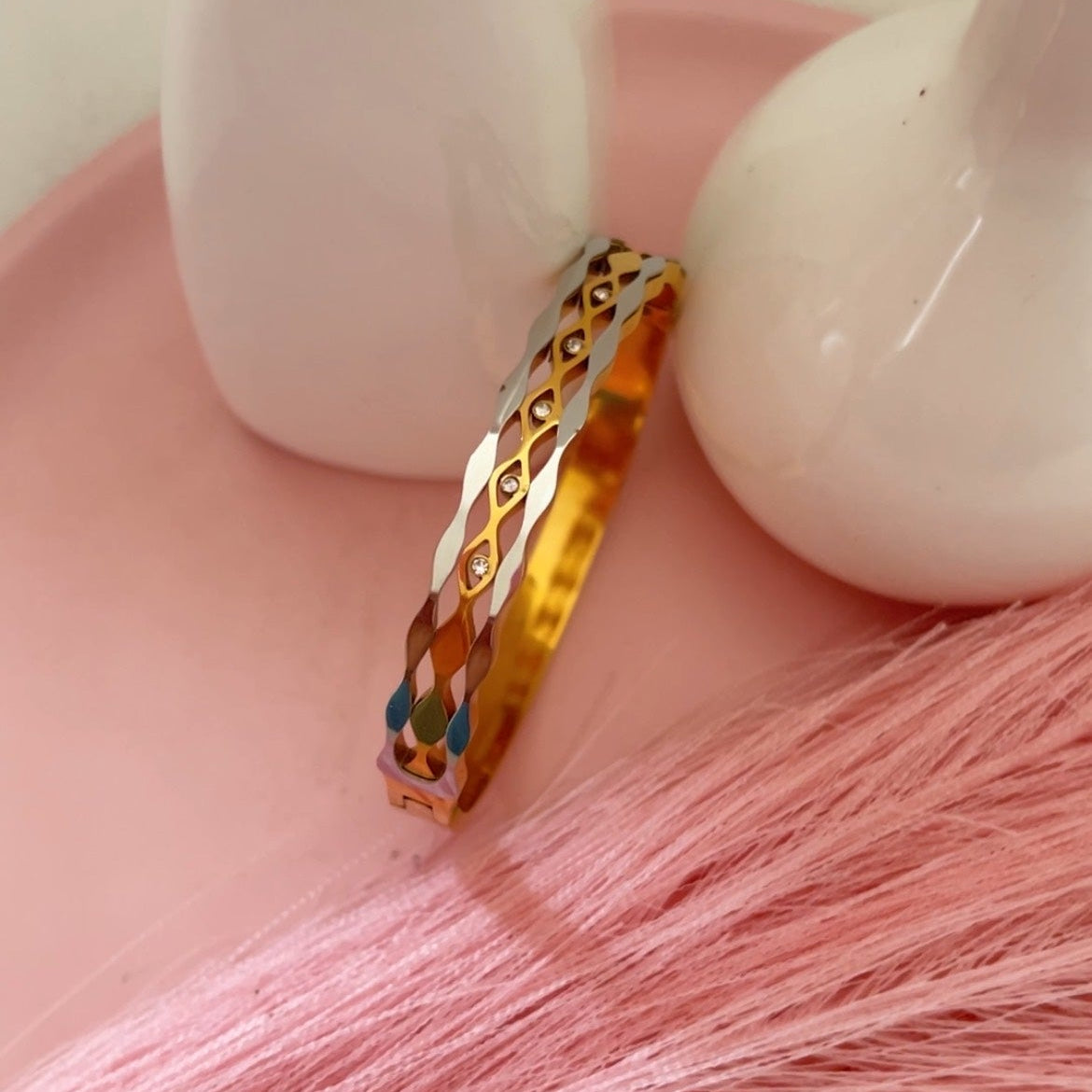 Dual Colour Studded Bangle Bracelet