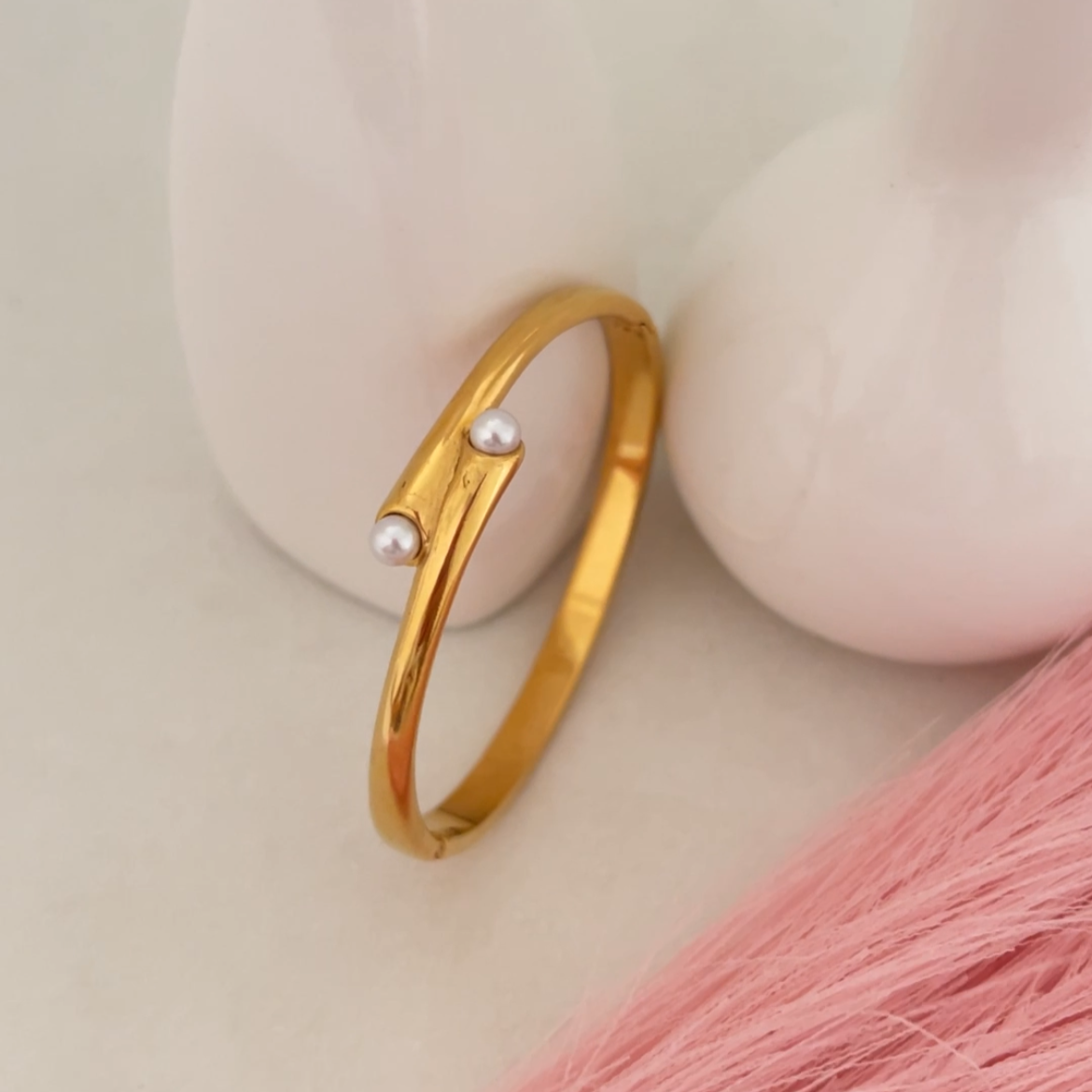 Duet Pearl Bangle Bracelet
