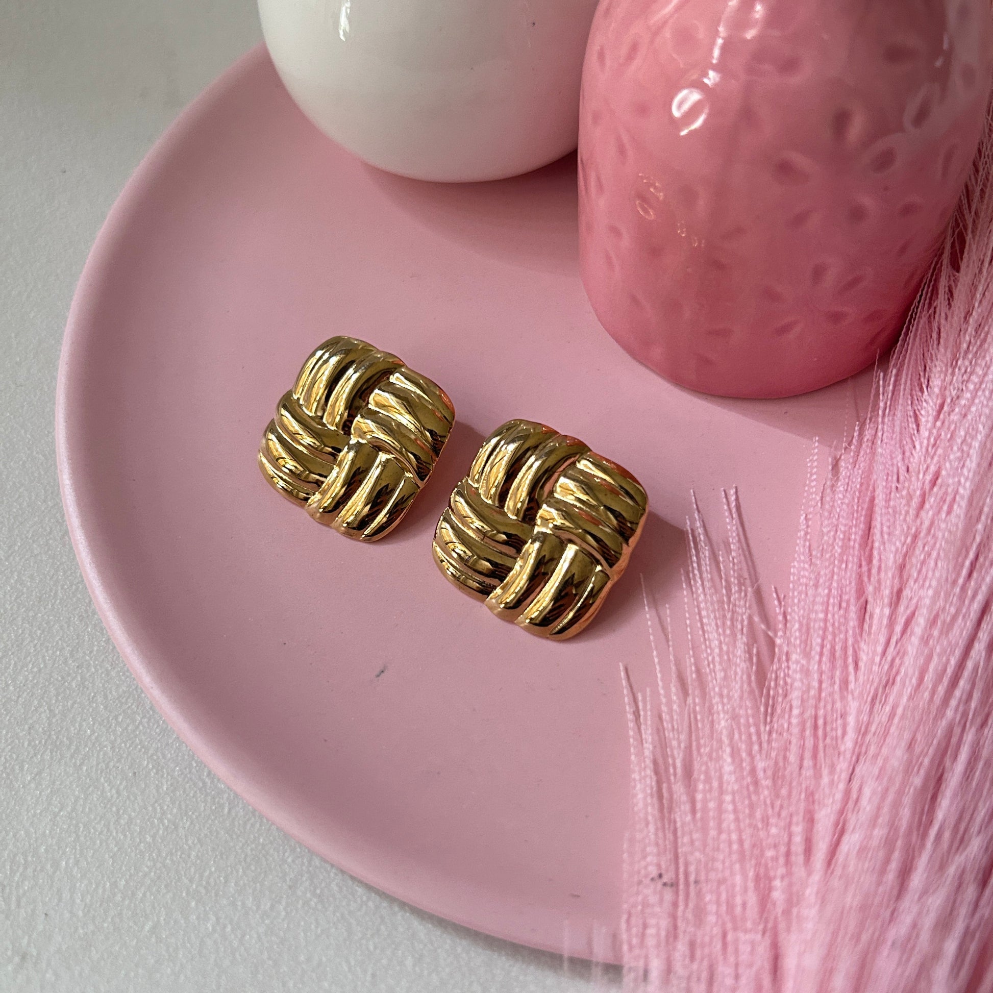 Big square stud earings