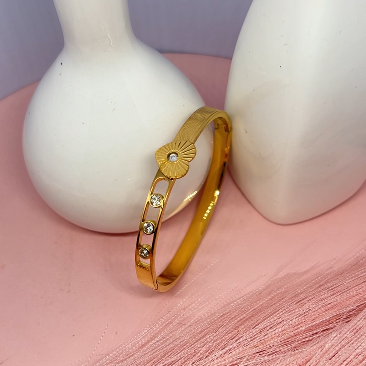 Heart Stone Bangle Bracelet