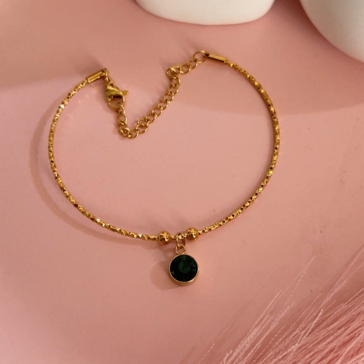 Balck Stone Single Charm Bracelet