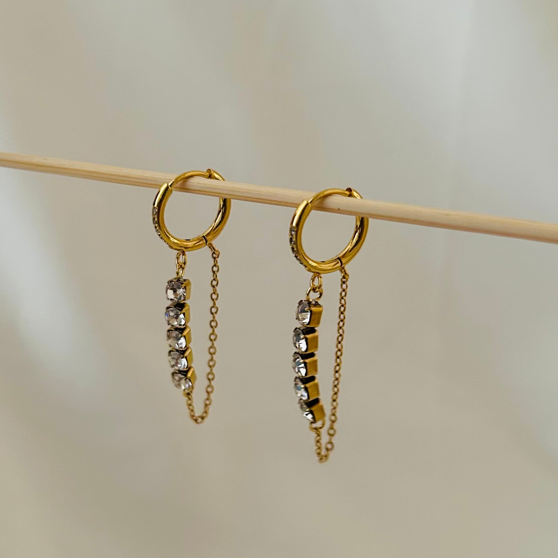 Linear Solitaire Hoop Earrings