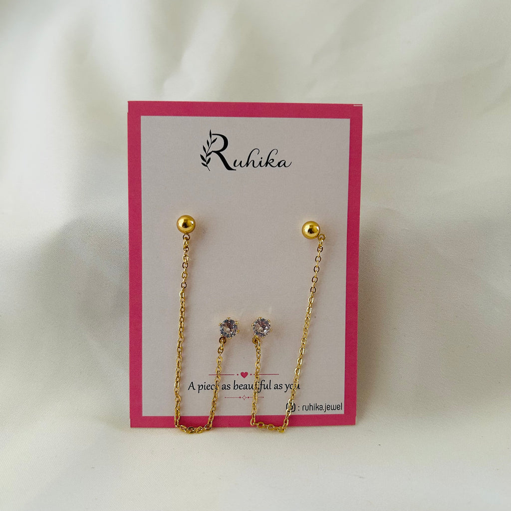 Dual Piercing Connector Earrings - II
