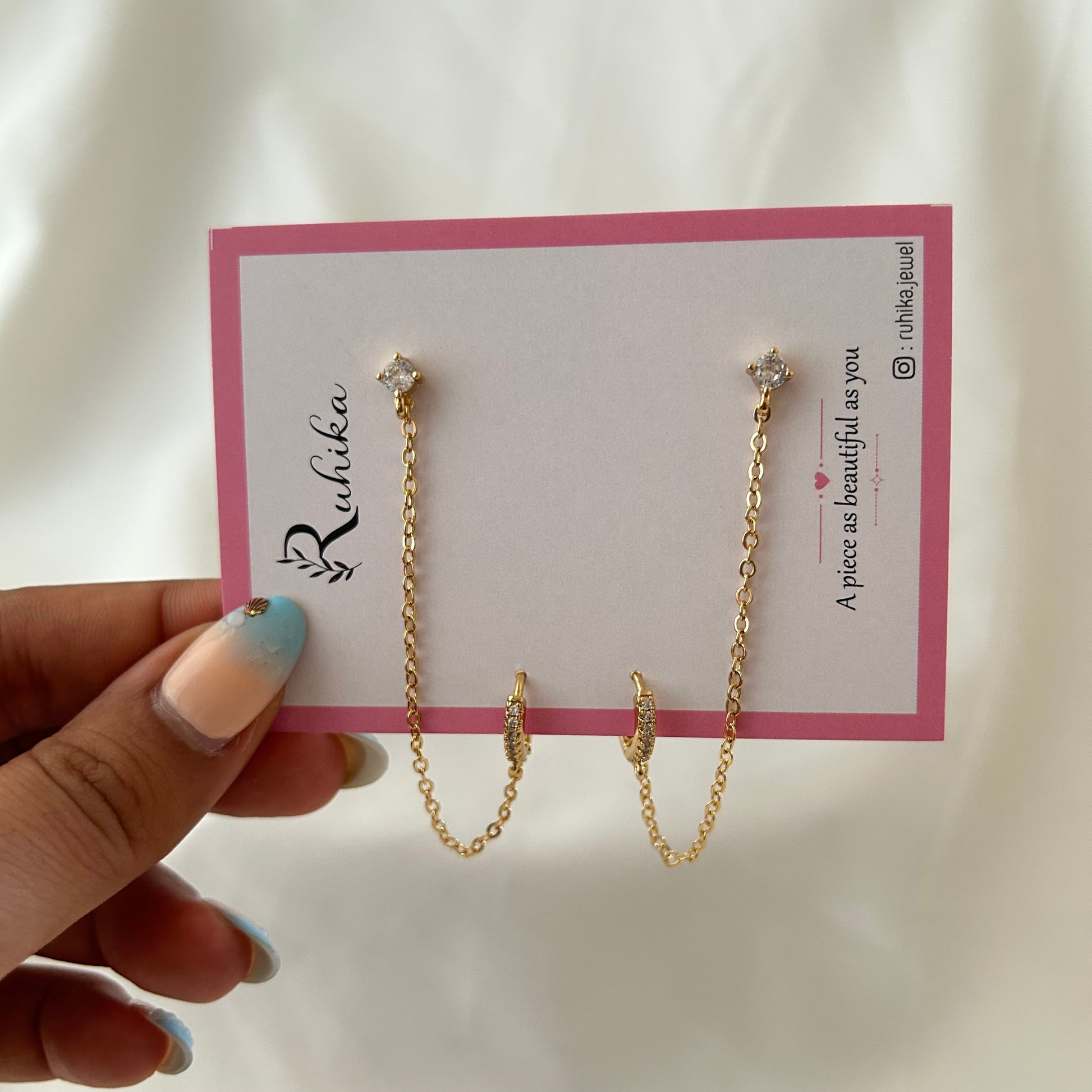 Dual Piercing Connector Earrings - III