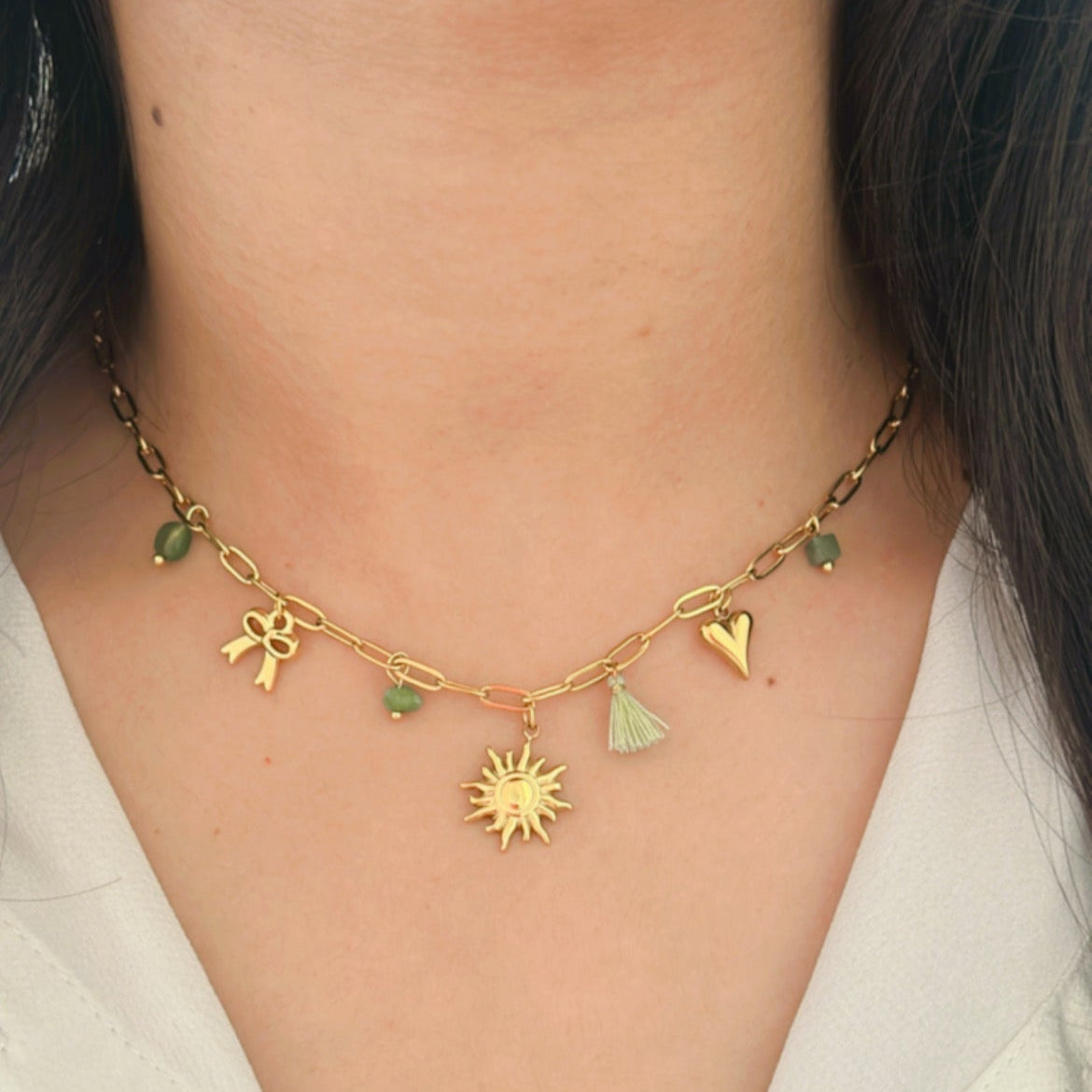Minty Glow Charm Necklace