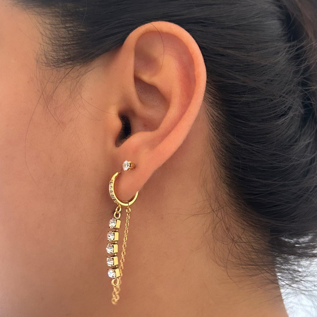 Linear Solitaire Hoop Earrings