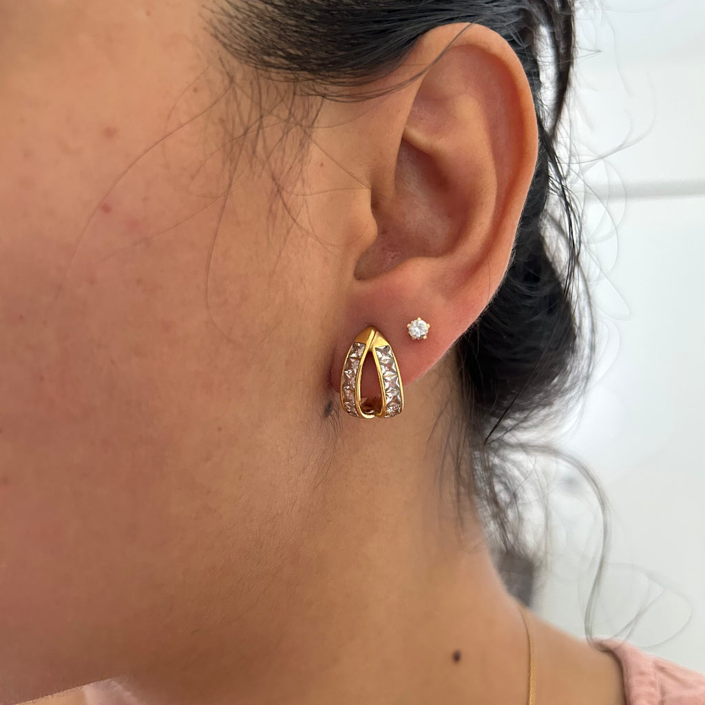 Double Curve Crystal Hoops