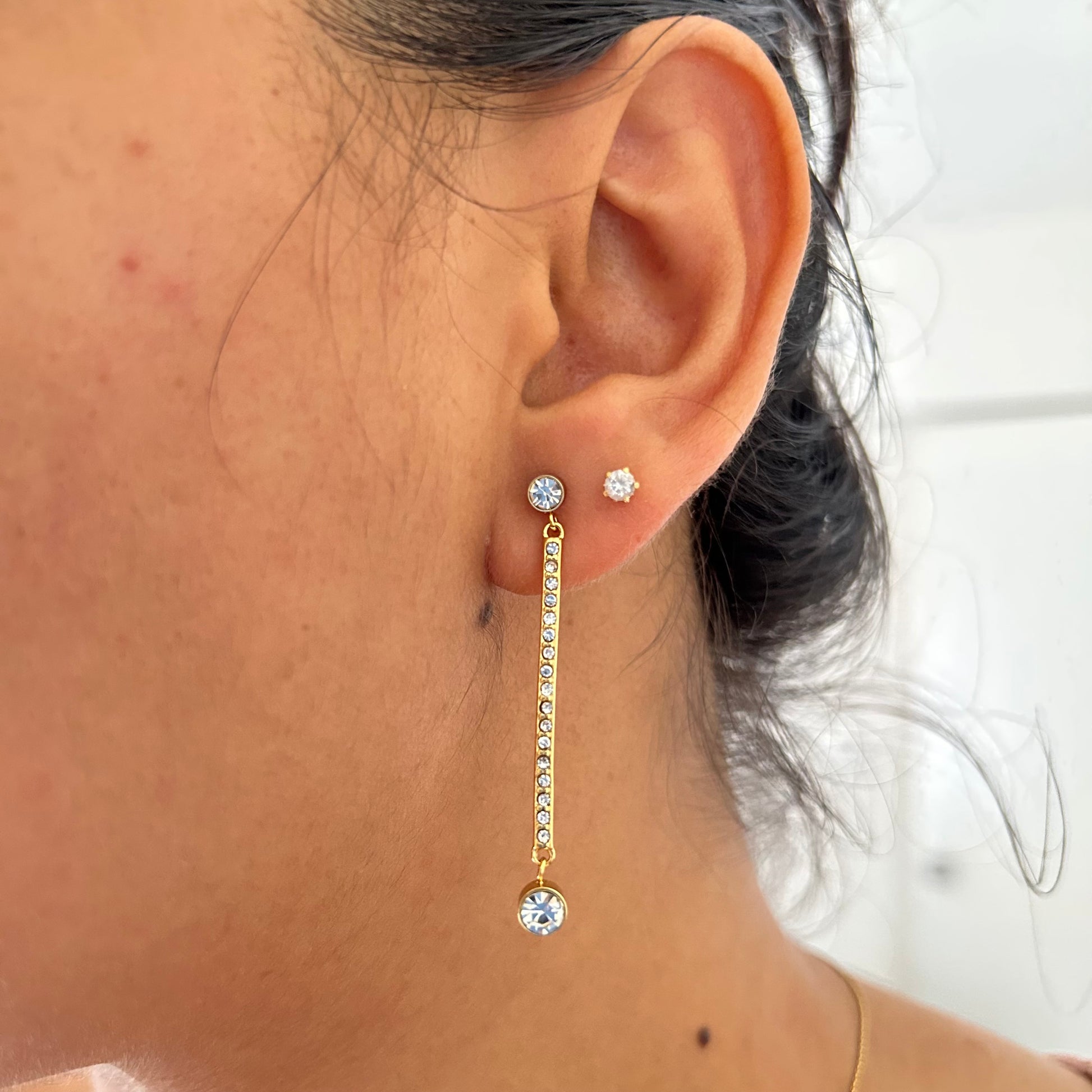 Crystal Studded Bar Earrings