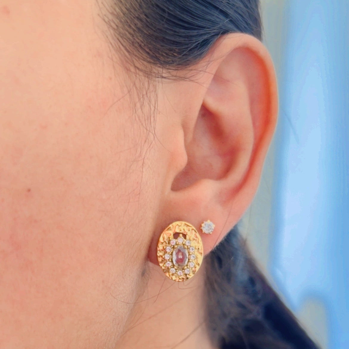 White Glow Stud Earings