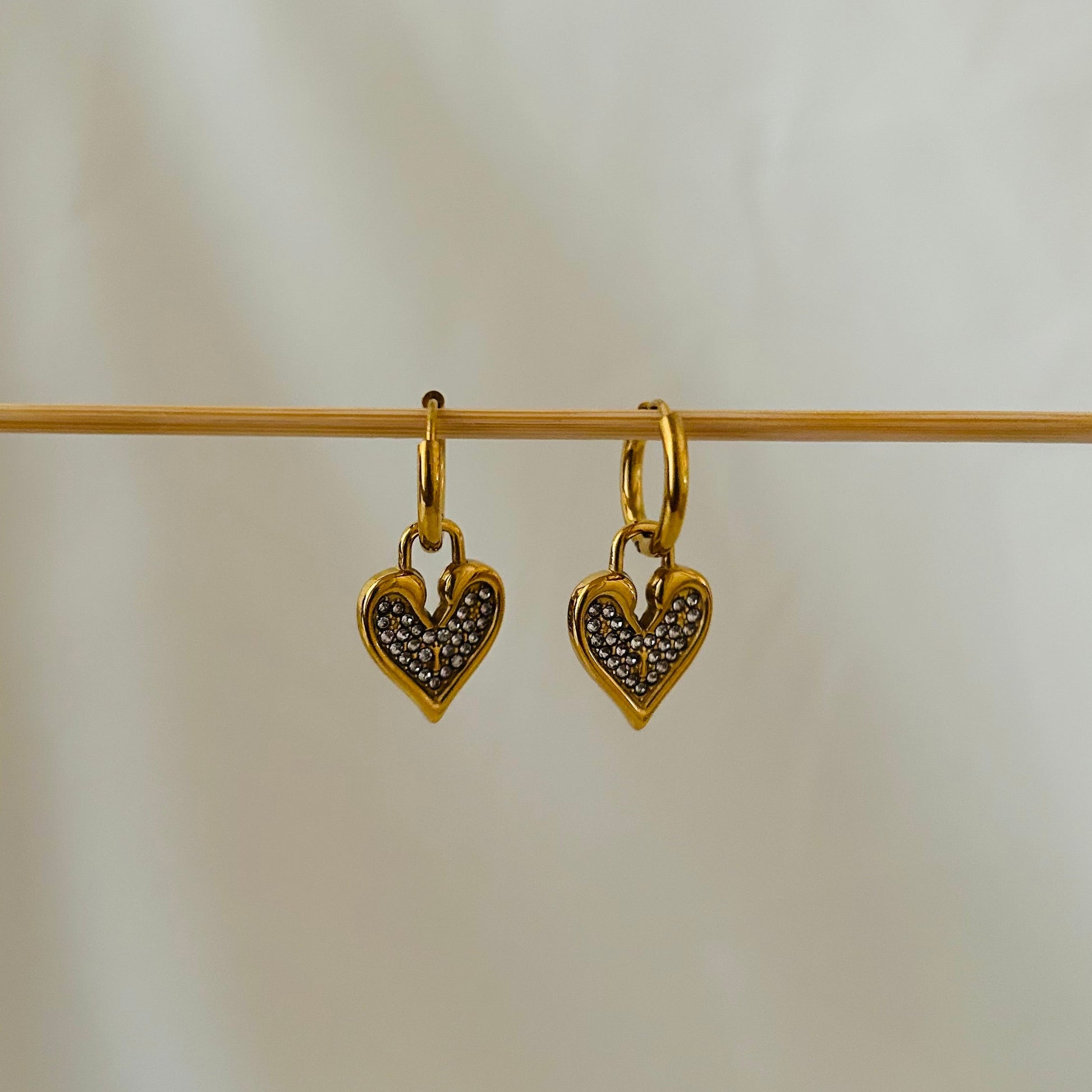 Hanging Heart Hoop Earrings