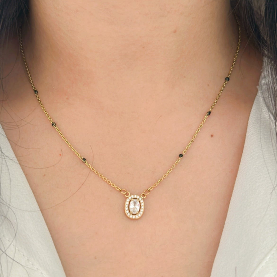 Oval Stud Mangalsutra Necklace