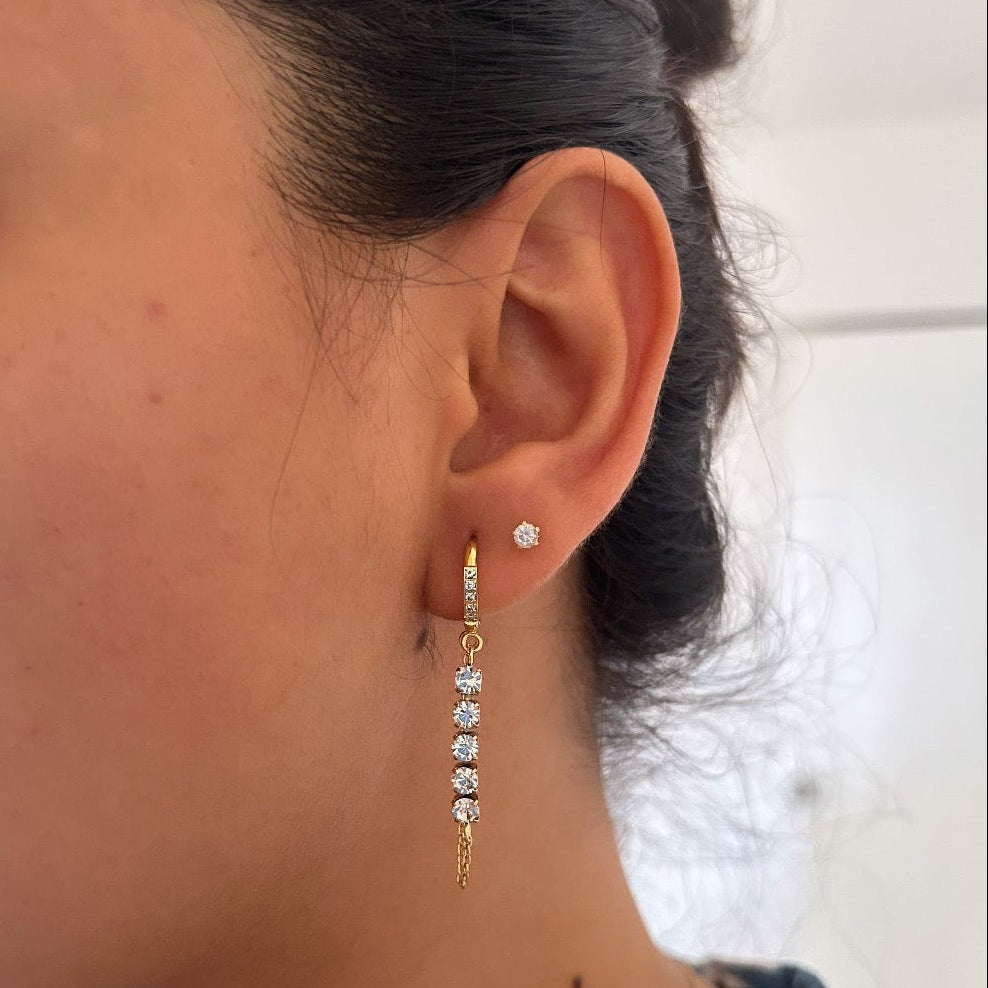 Linear Solitaire Hoop Earrings