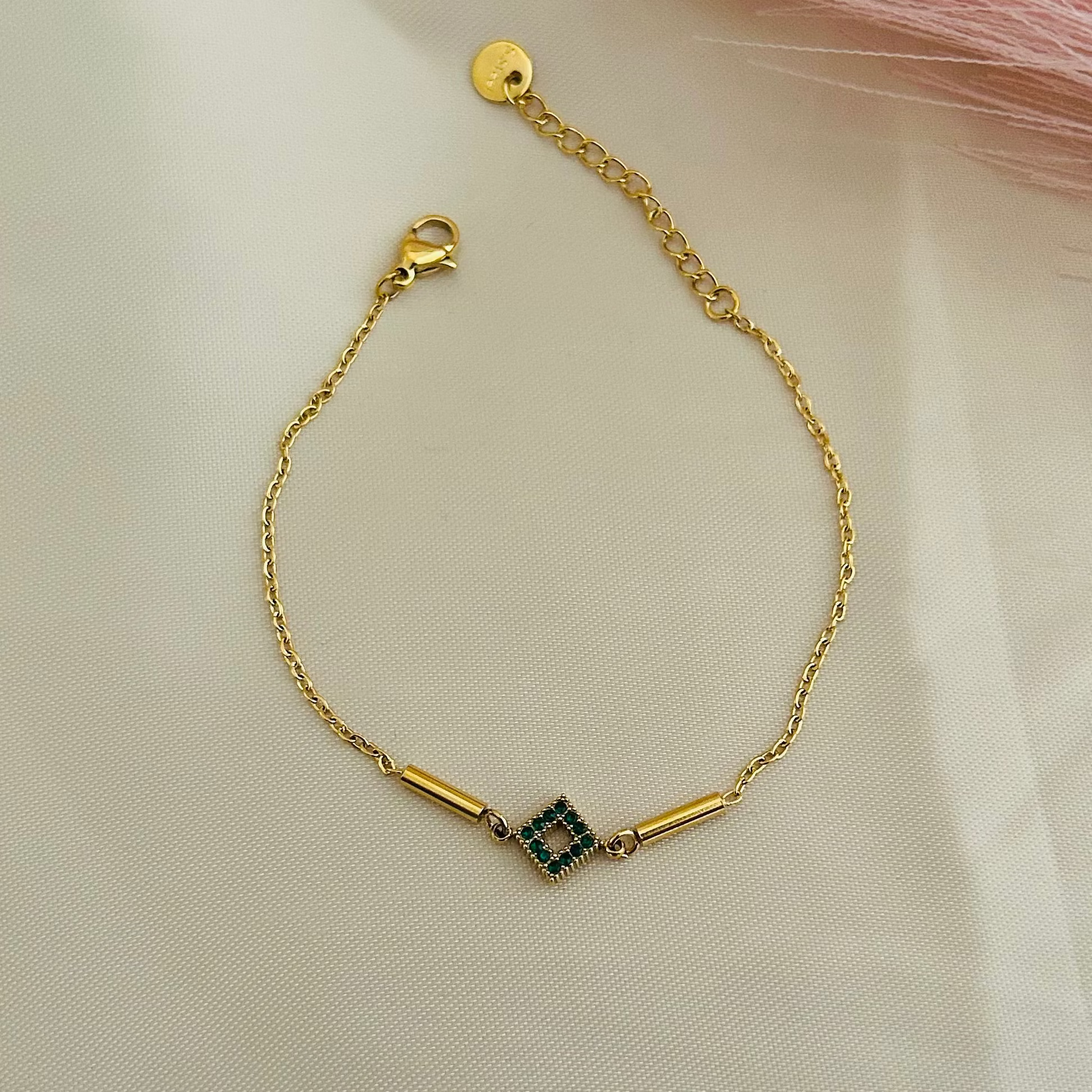 Emerald Square Charm Bracelet