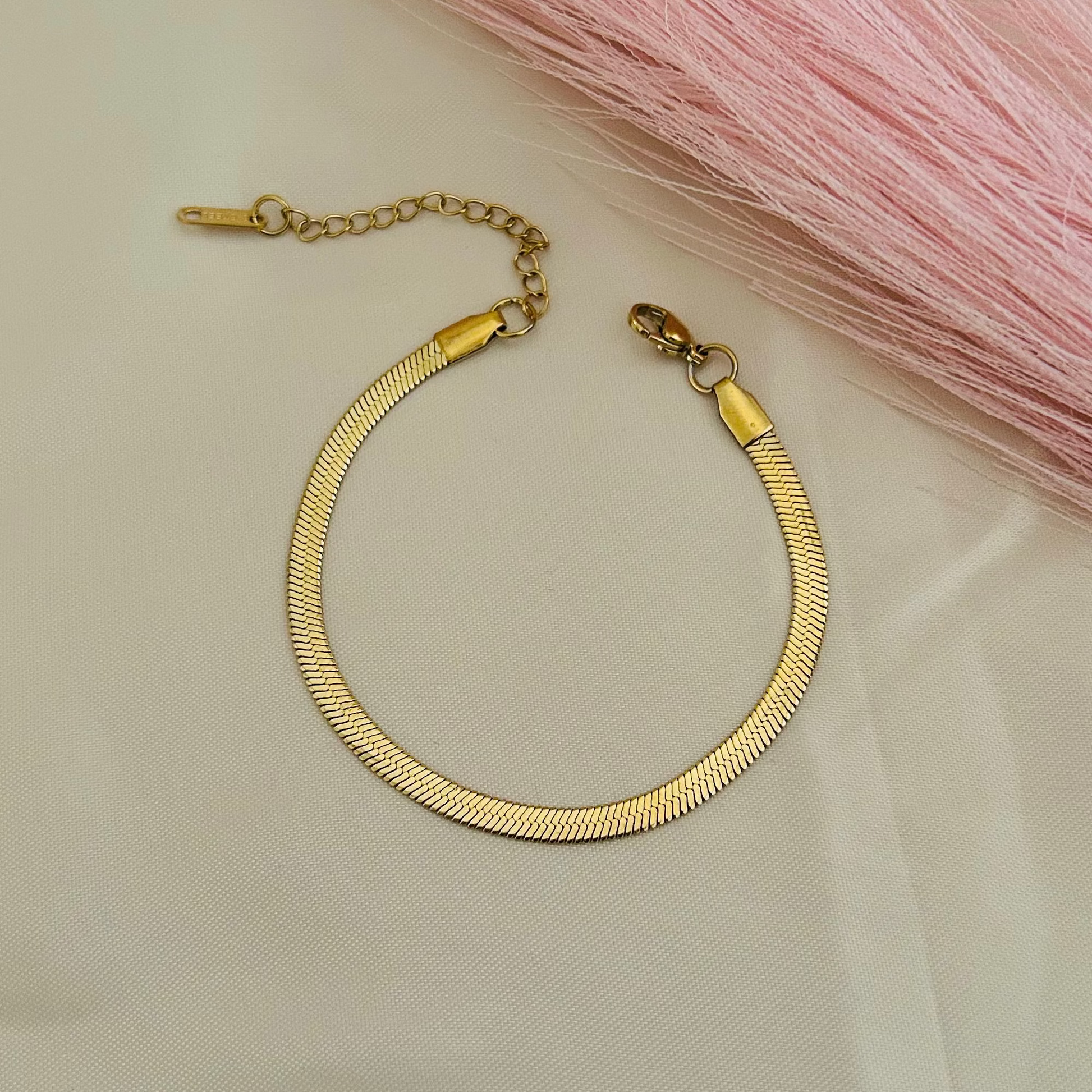Sleek Gold Herringbone Bracelet