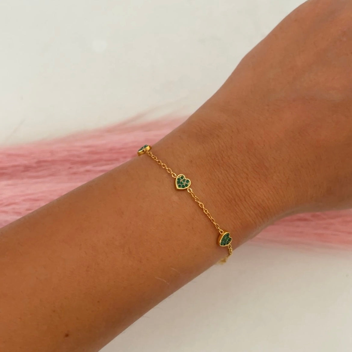 Green Heart Trio Bracelet