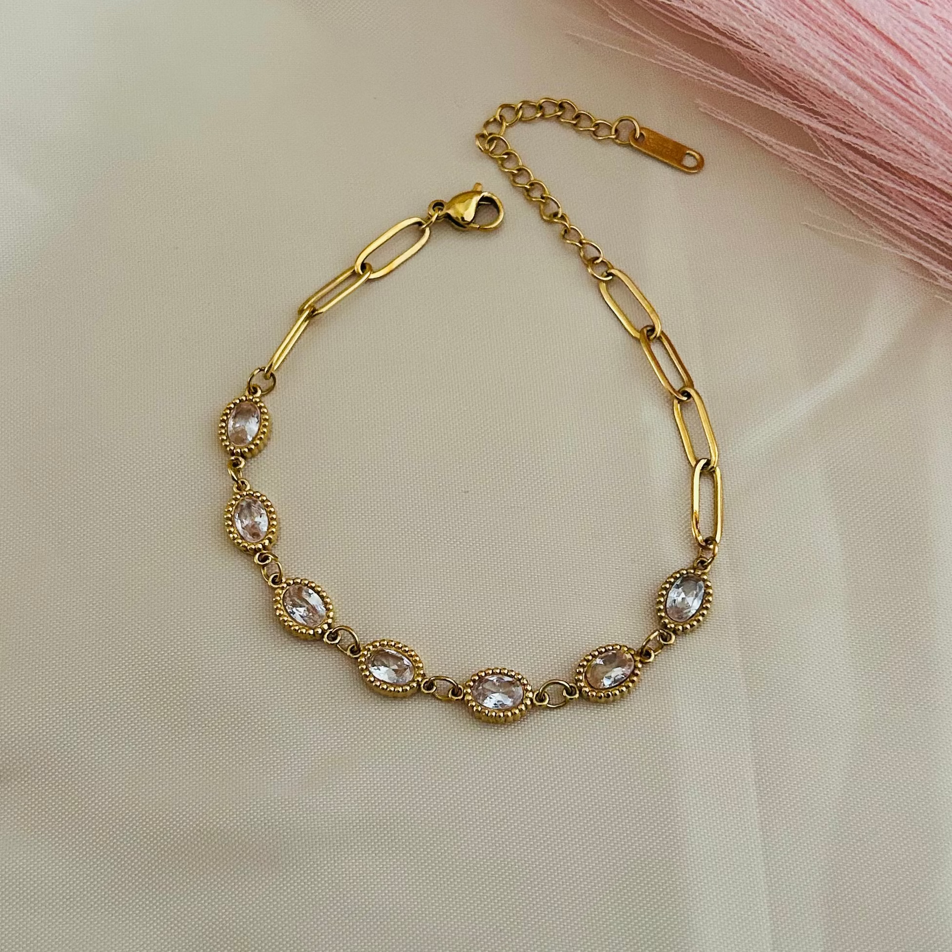 Oval Crystal Link Bracelet