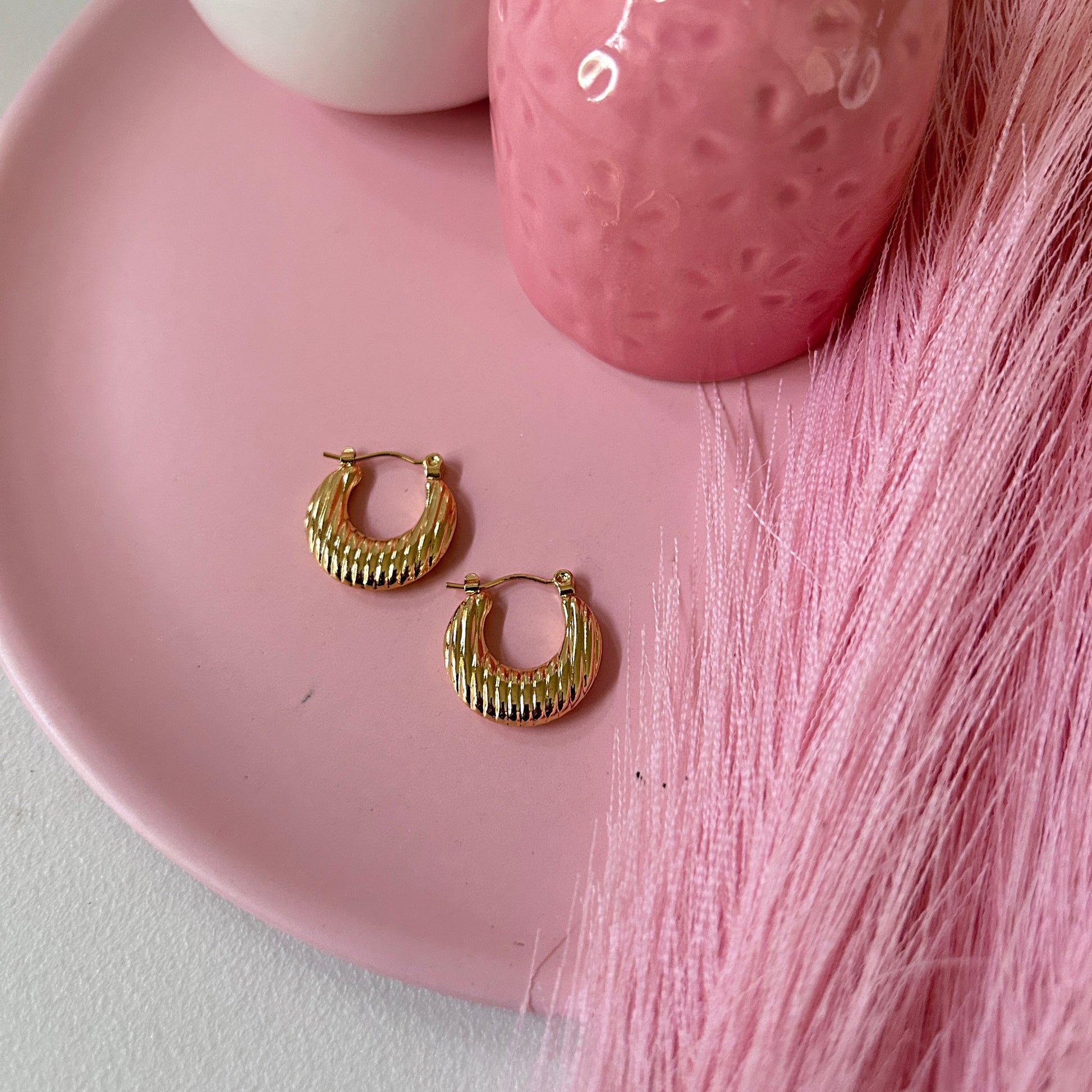 Glossy Gold Hoop Earrings

