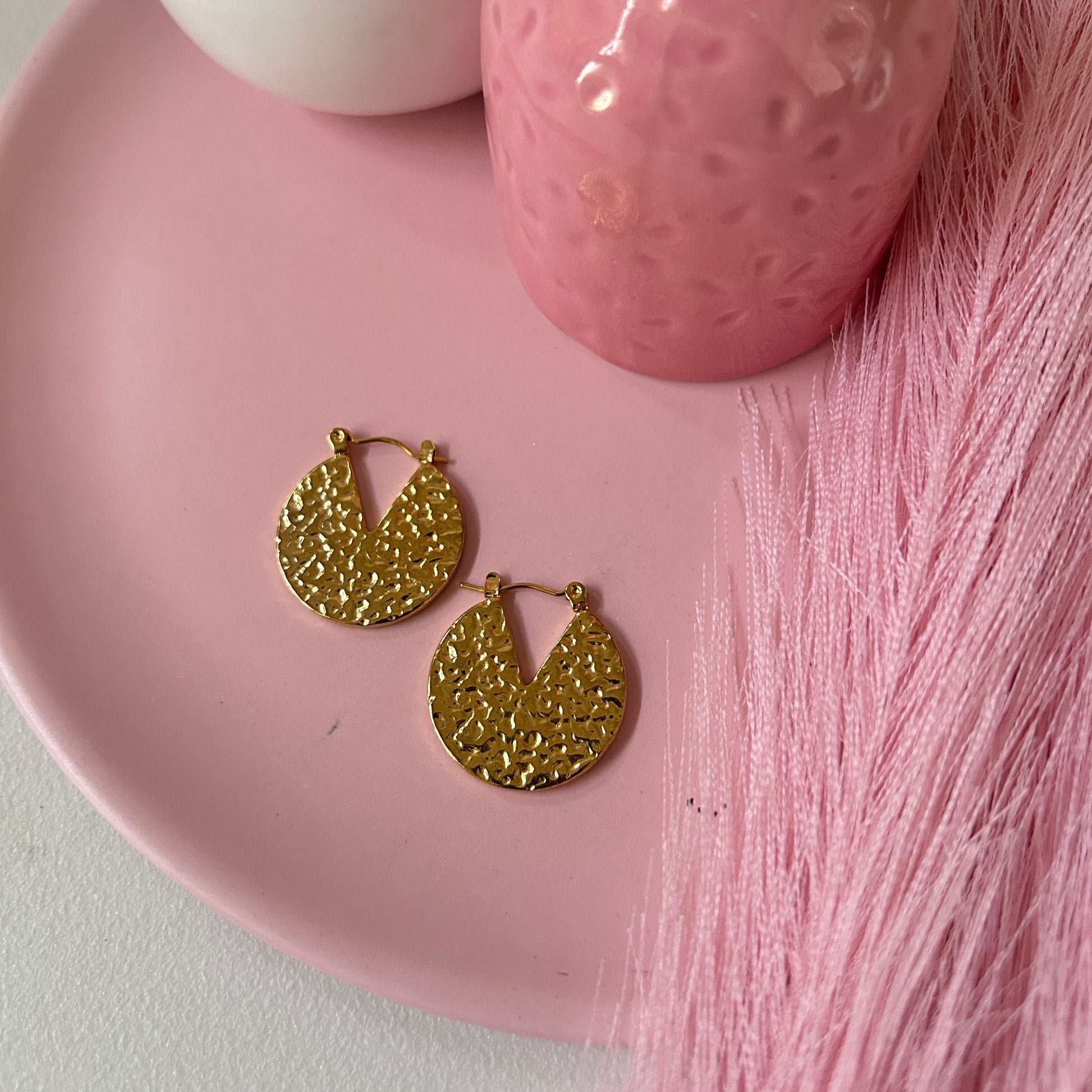 Hammered Gold Hoop Earrings