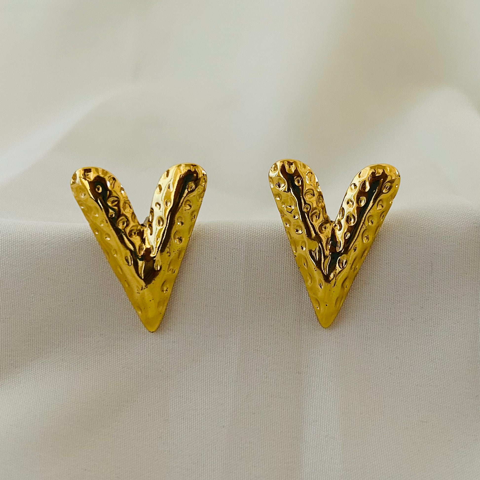 V-Shaped Gold Stud Earrings