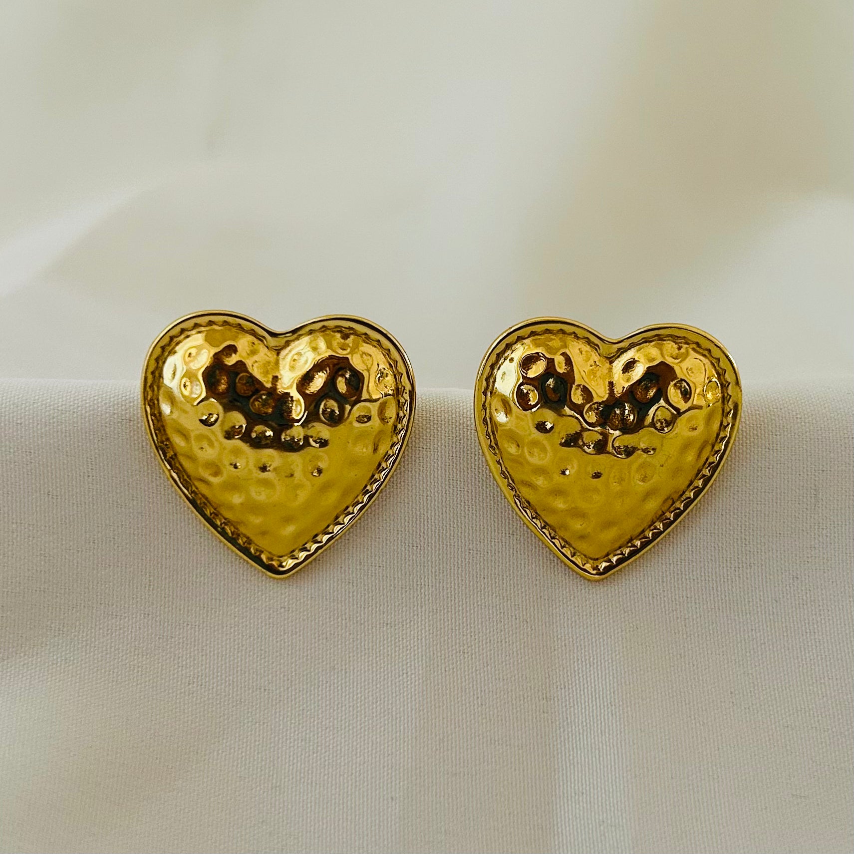 Vintage Hammered Heart Earrings