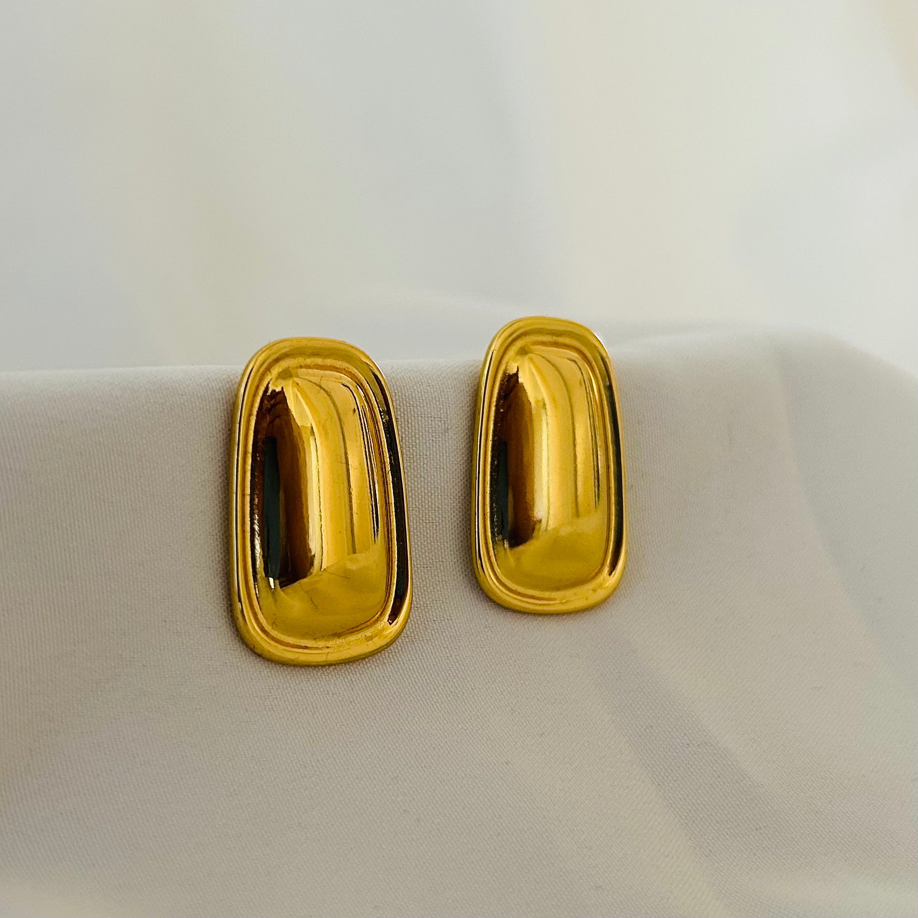 Modern Mirror Frame Gold Earrings
