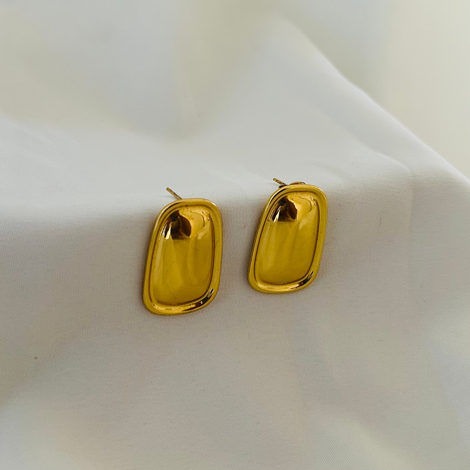 Modern Mirror Frame Gold Earrings