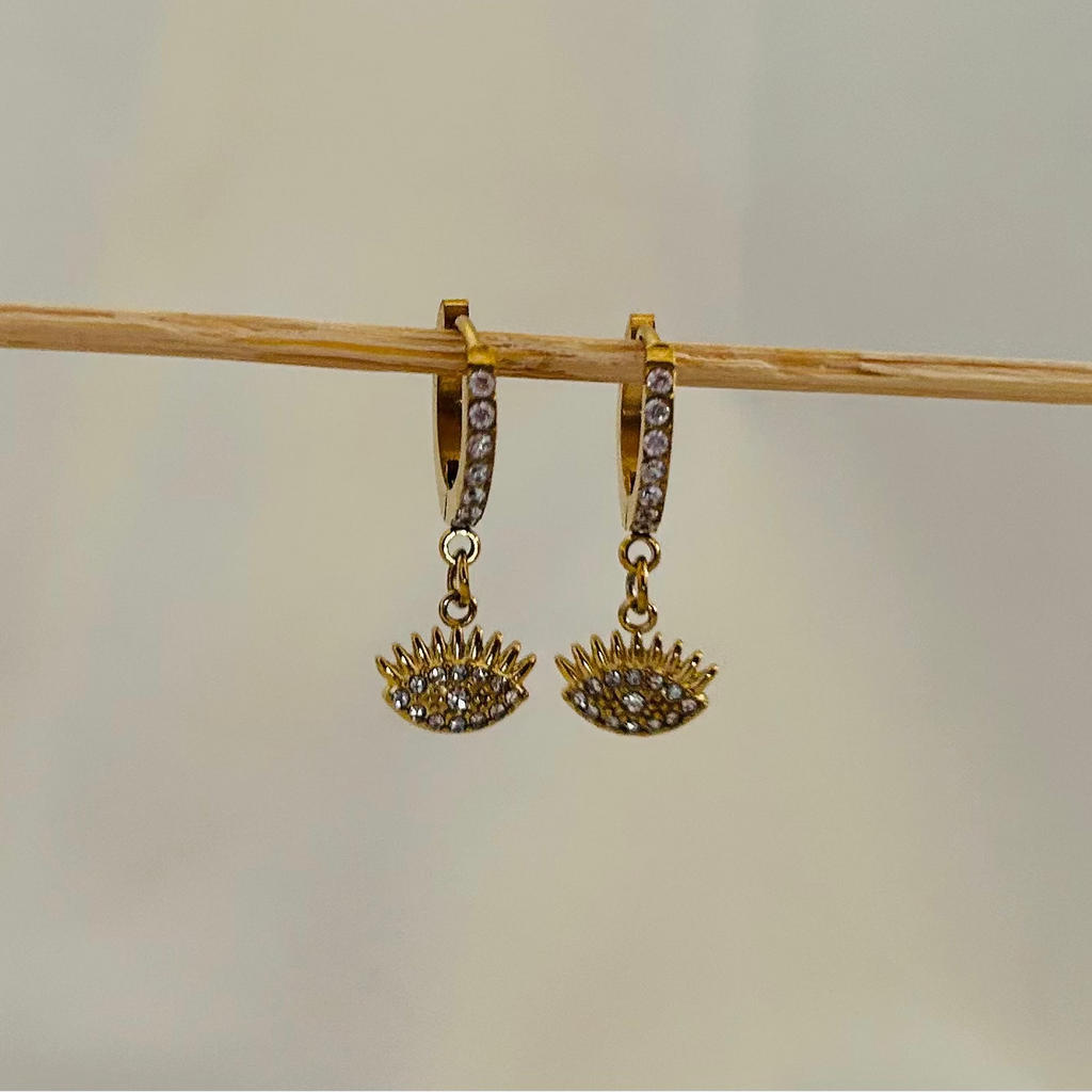 Radiant Eye Charm Drop Earrings