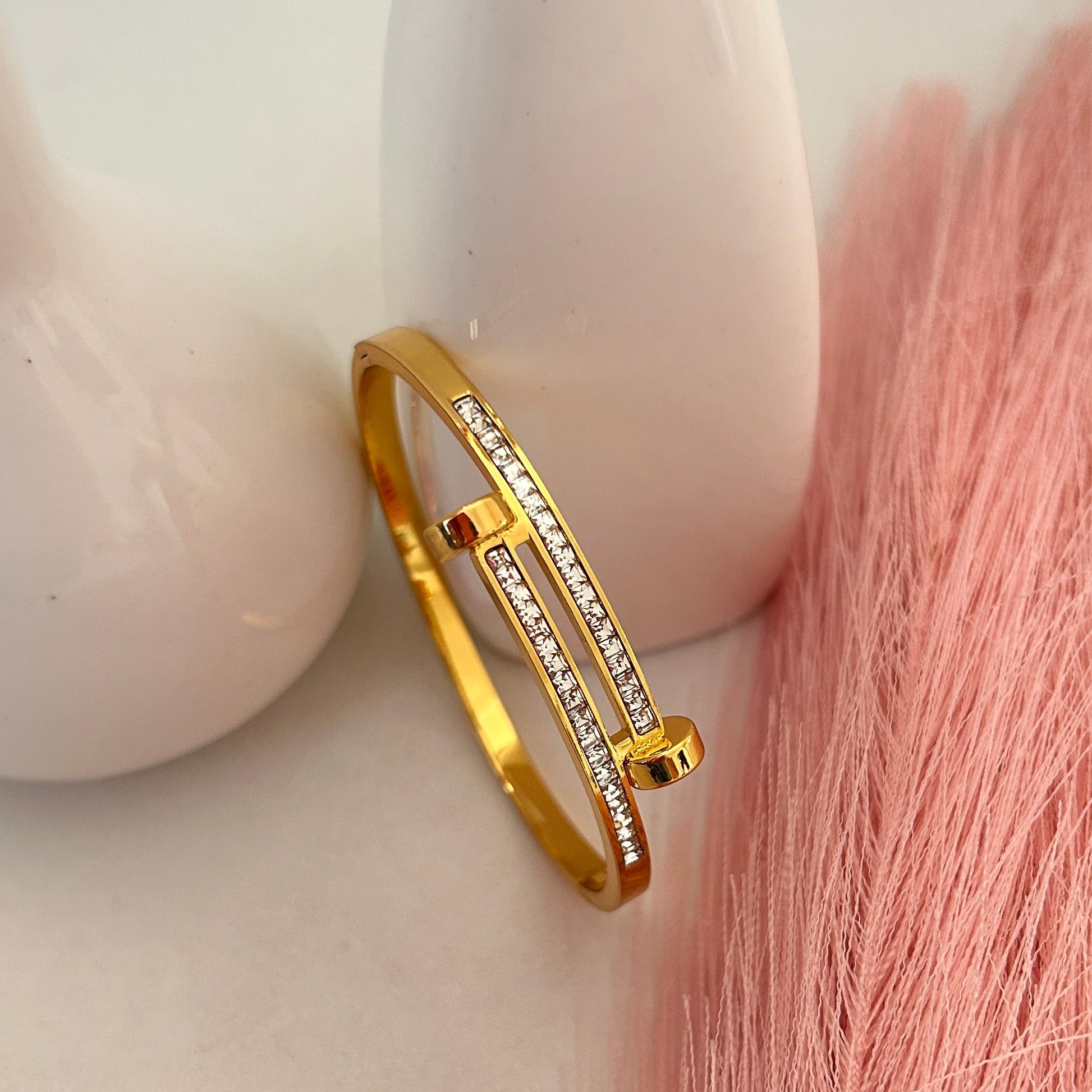 Golden Glow Stud Bangle Bracelet