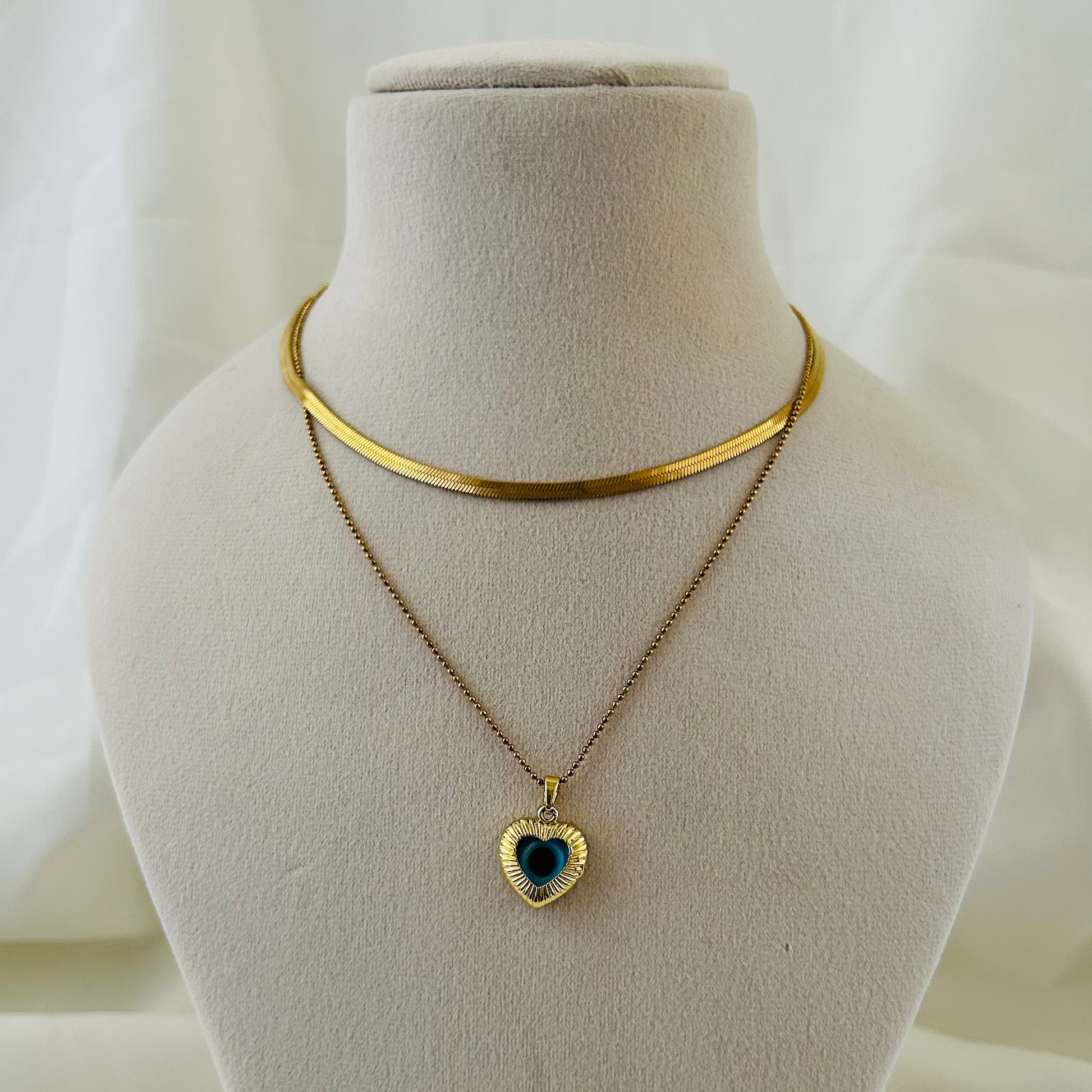 Azure Heart Protection Layered Necklace