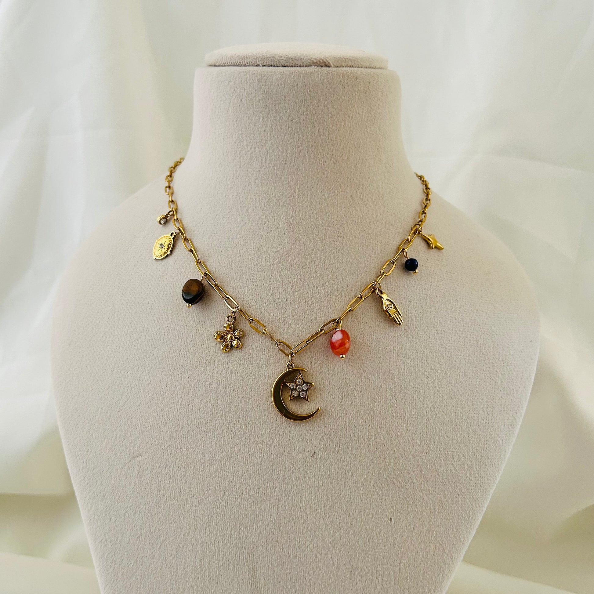 Celestial Moon Charm Necklace