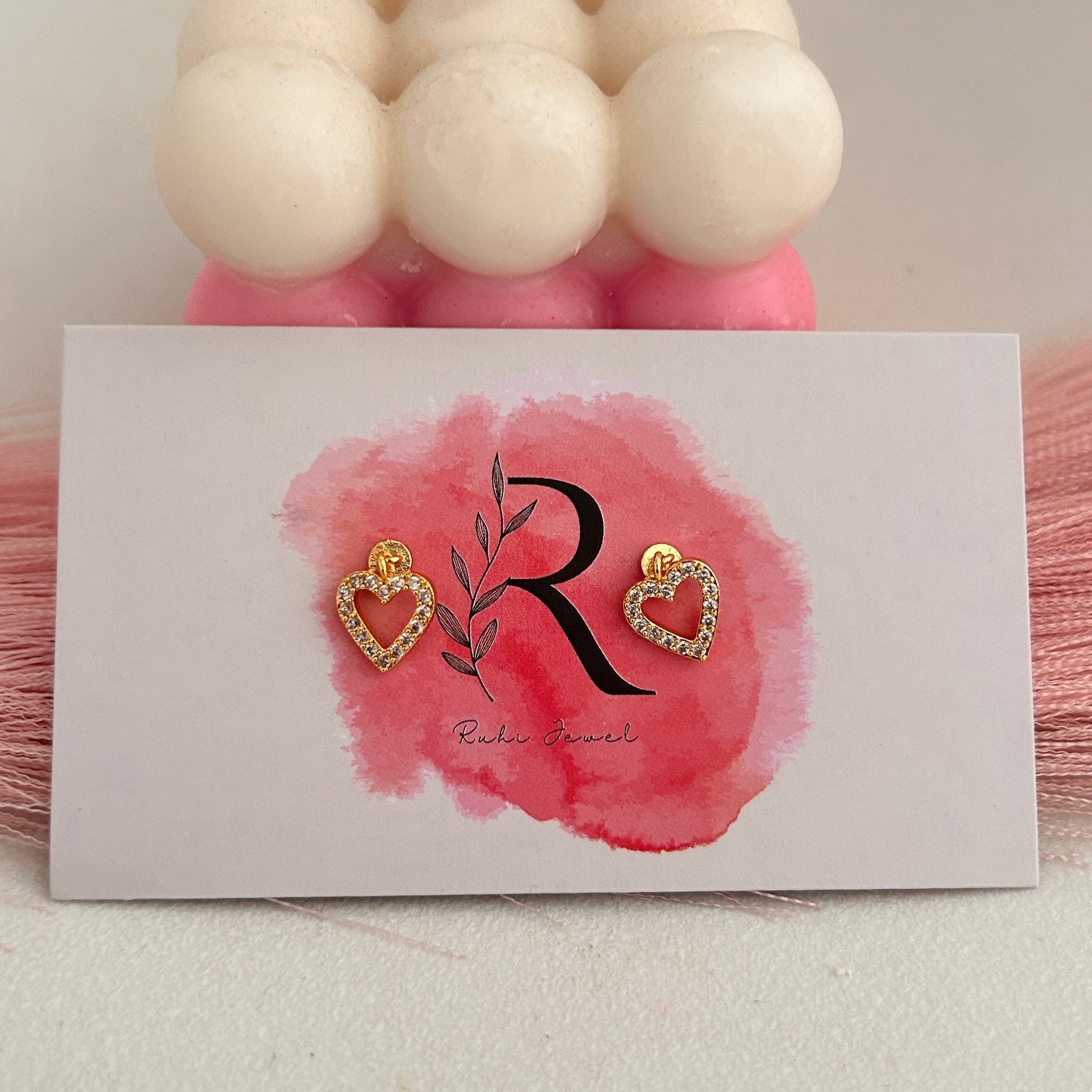 Mini Heart Dangling Earings with ball back