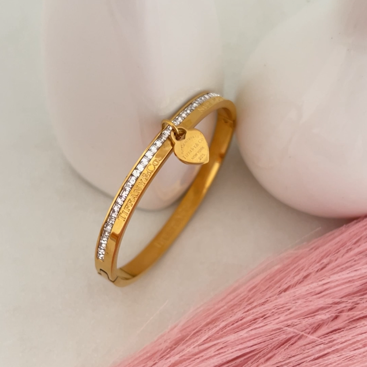Twin Hearts Bangle Bracelet