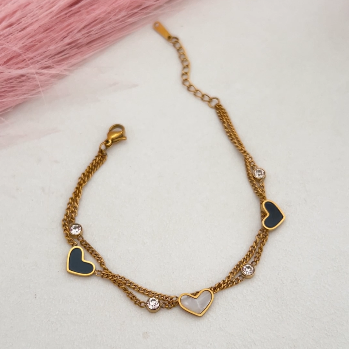 Black N White Heart Bracelet