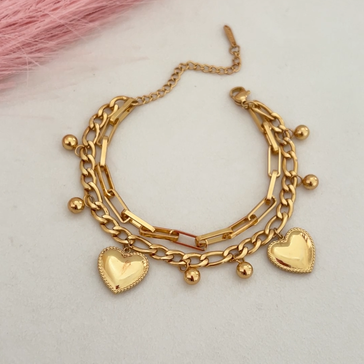 Twin Heart Charm Bracelet