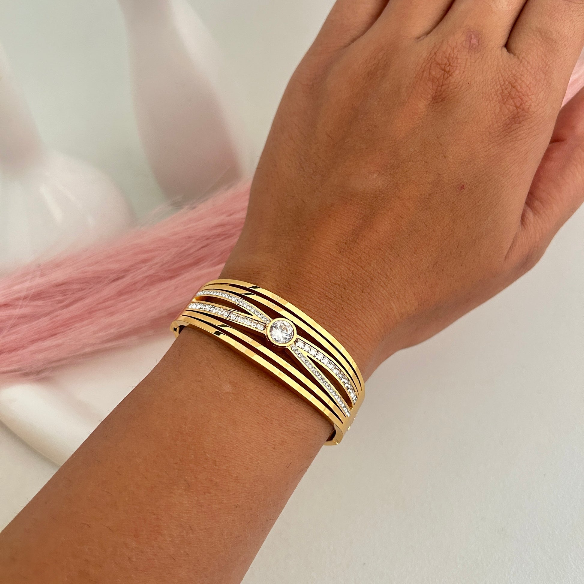 Classic Round Crystal Bangle Bracelet