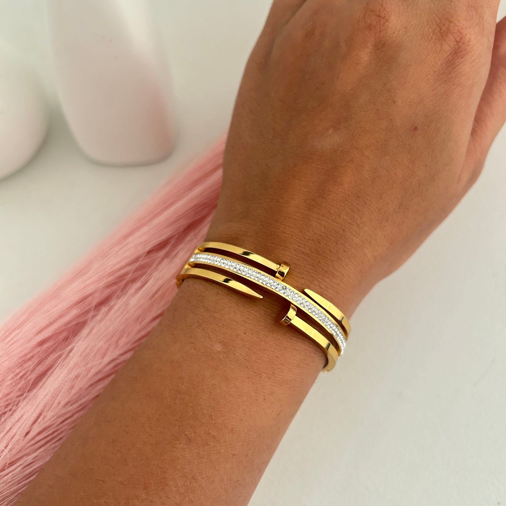 Open Bar Crystal Bangle Bracelet