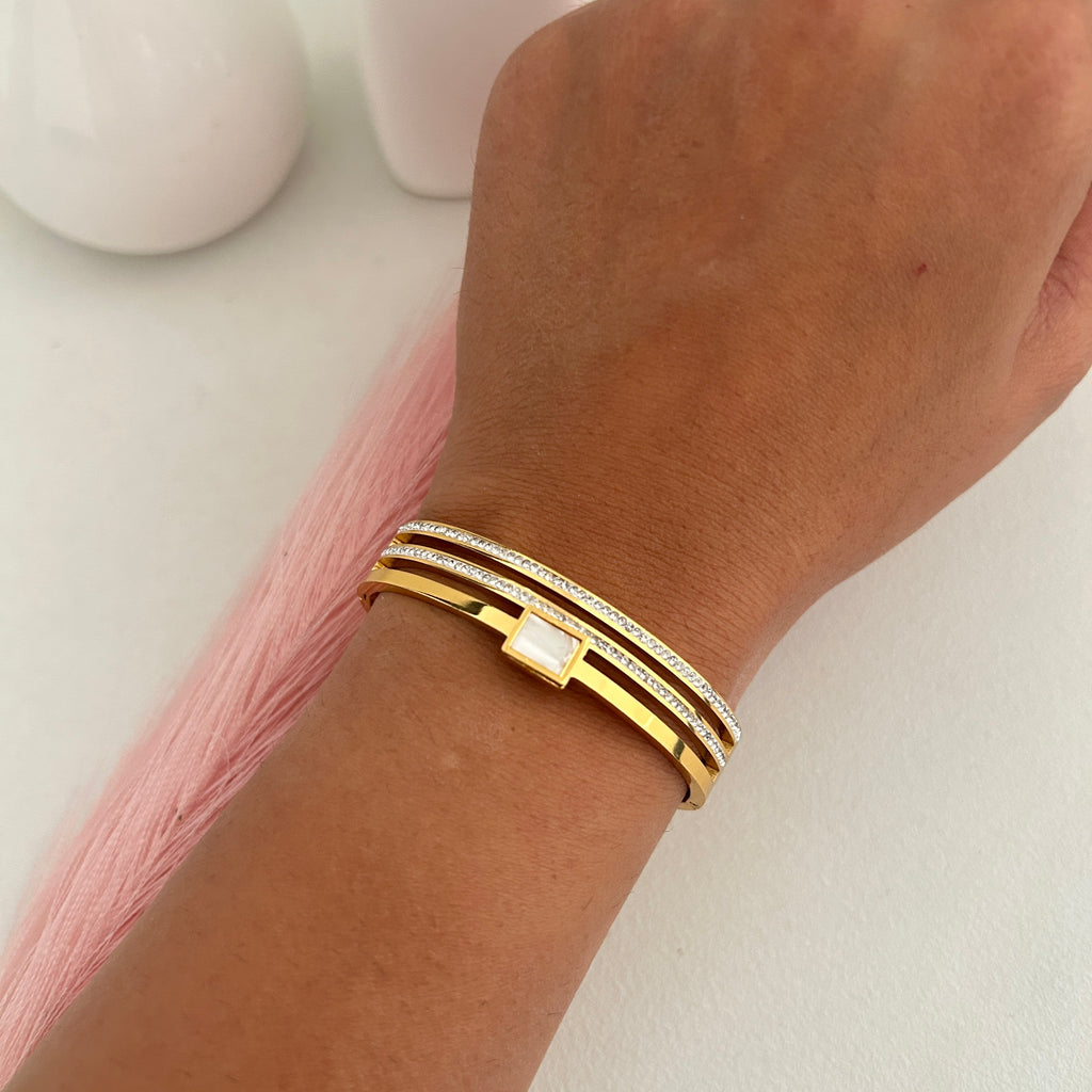 Modern Square Accent Bangle Bracelet