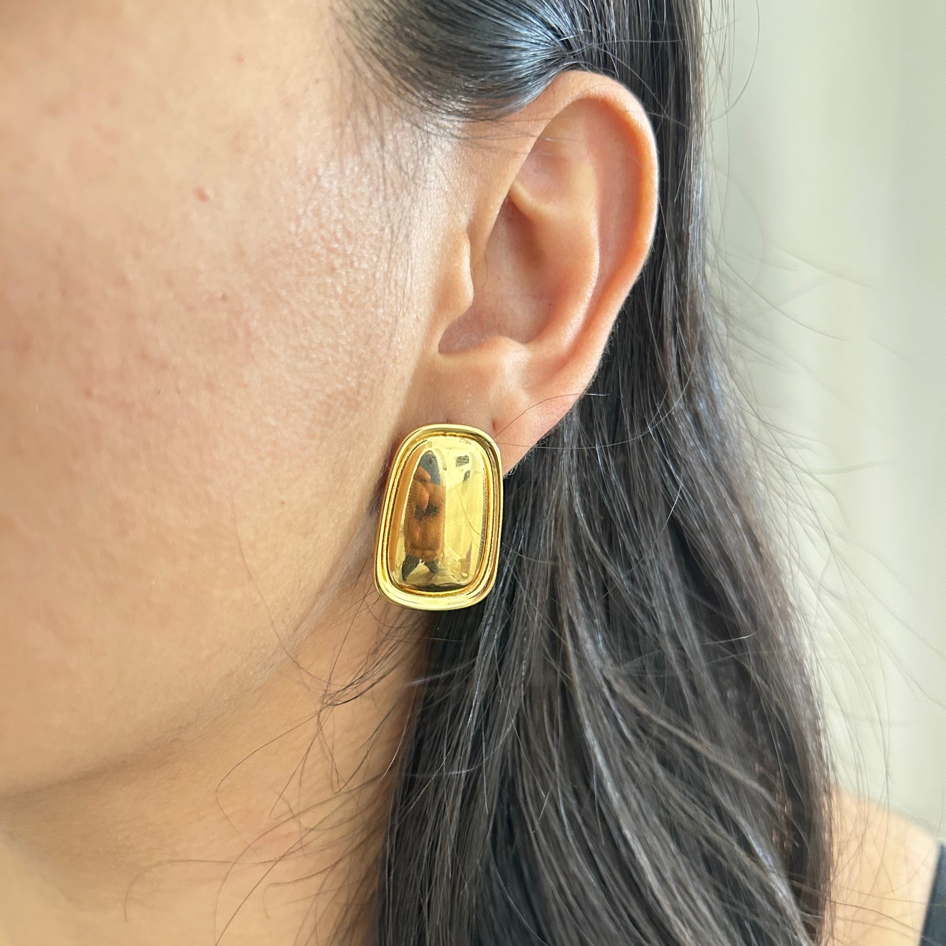 Modern Mirror Frame Gold Earrings