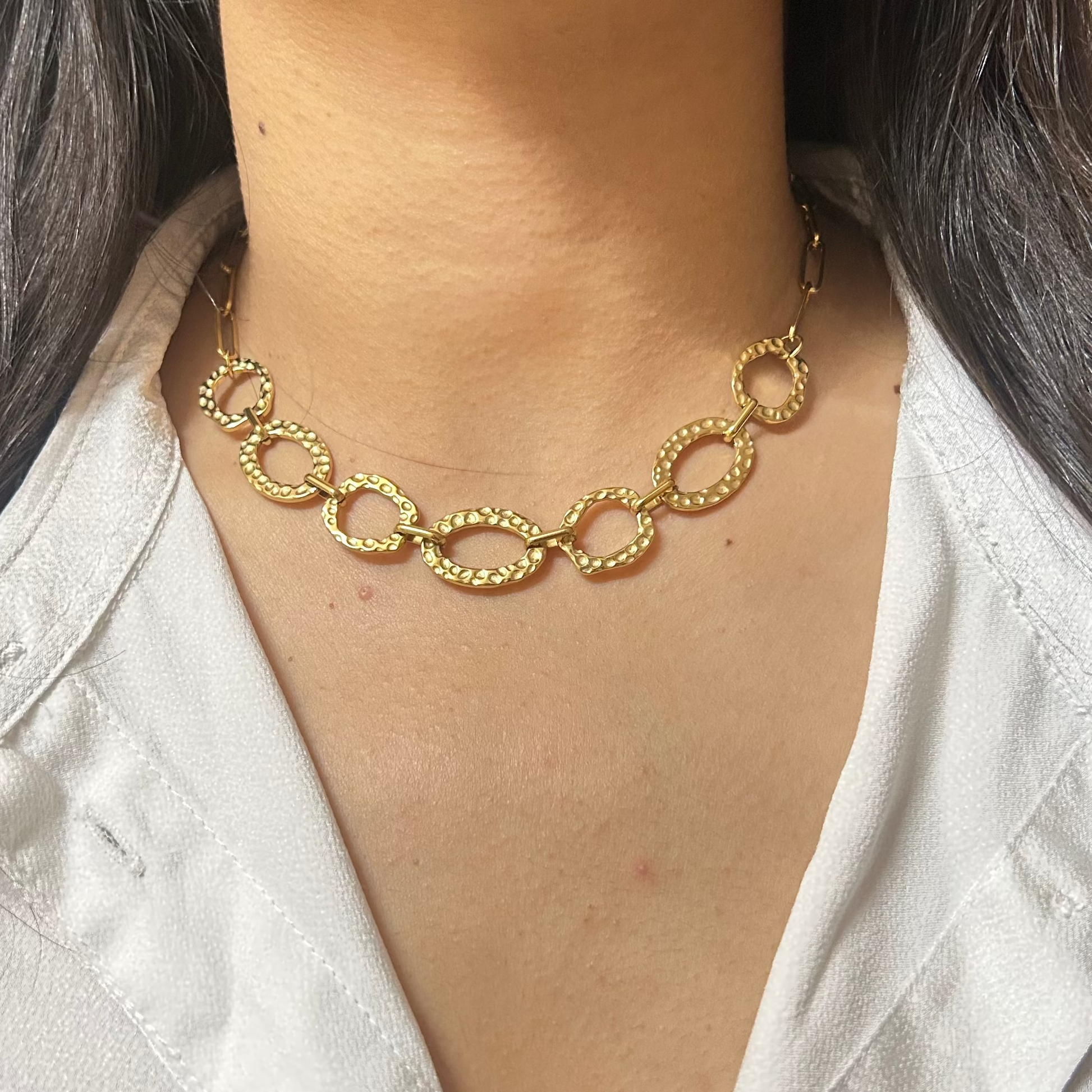 Textured Circle Link Necklace
