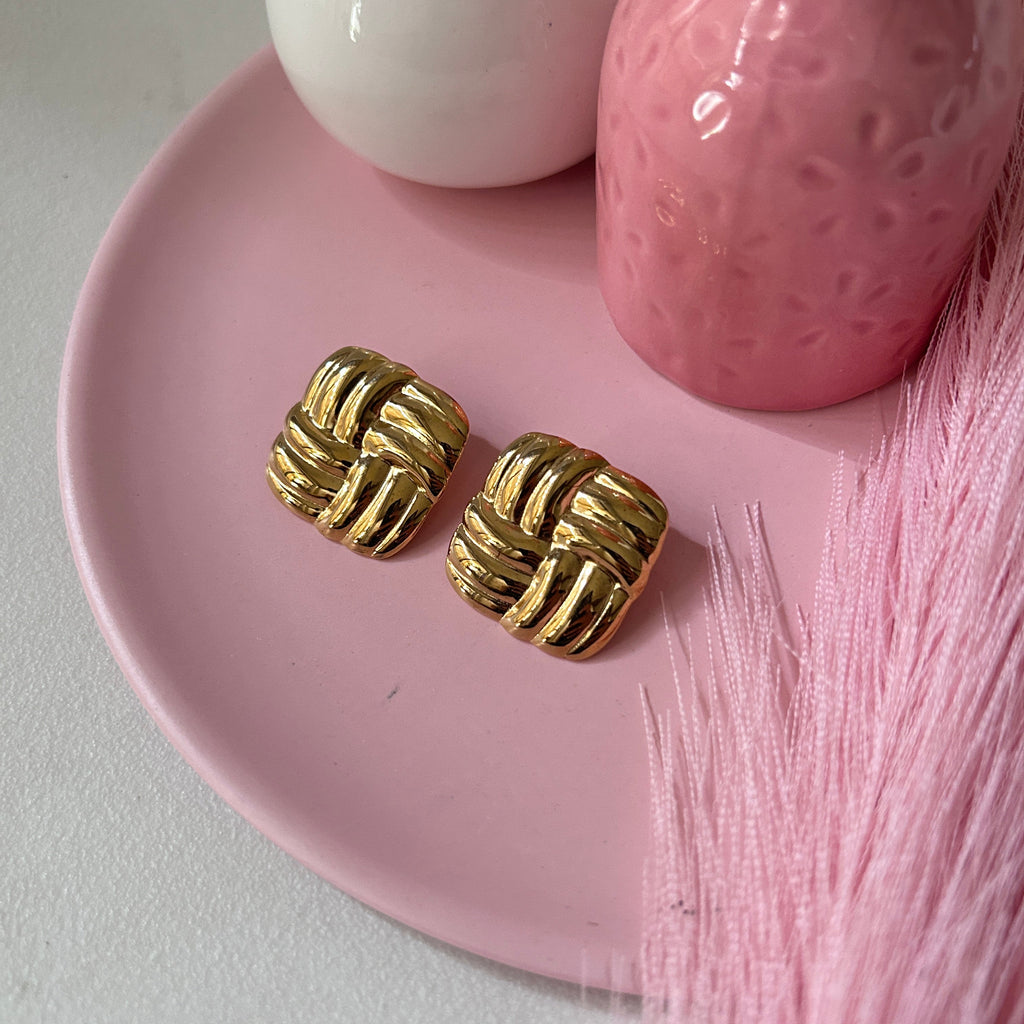 Big square stud earings