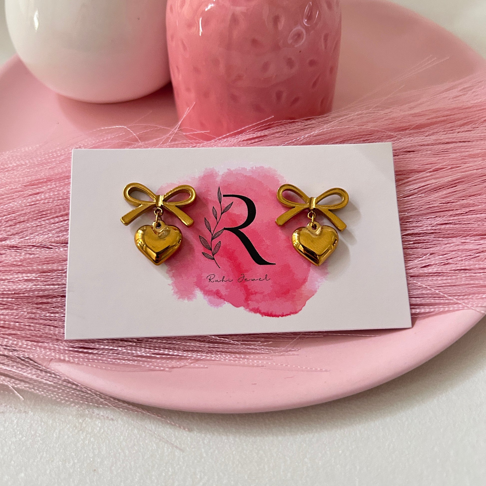 Bow and heart earings