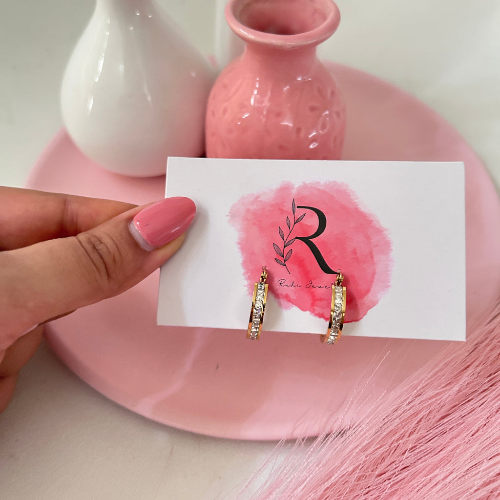 Luna Studded Circle Hoop Earings