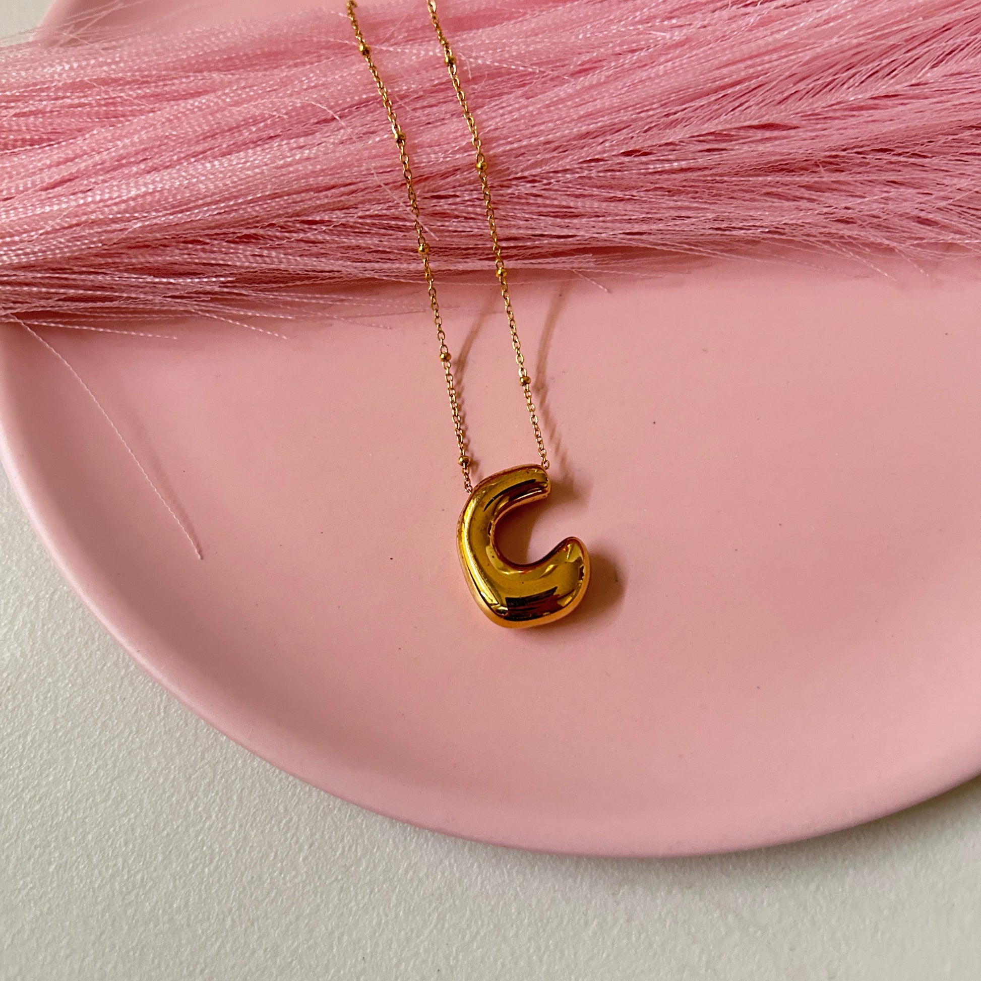 Bubble Initial C Necklace