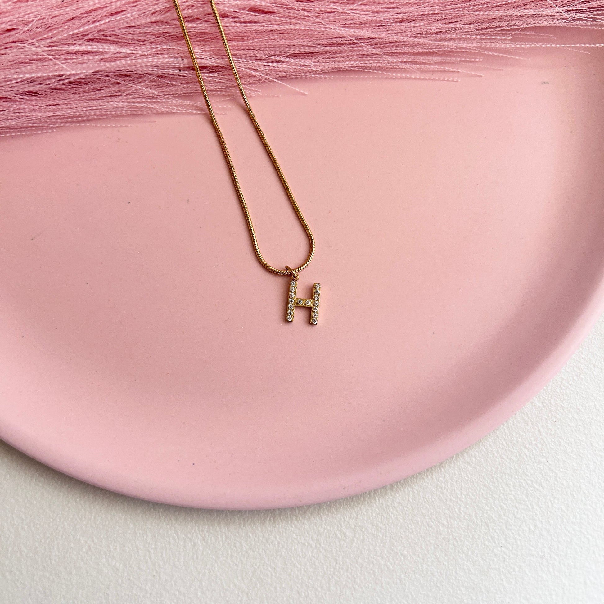 Studded Initial H Necklace