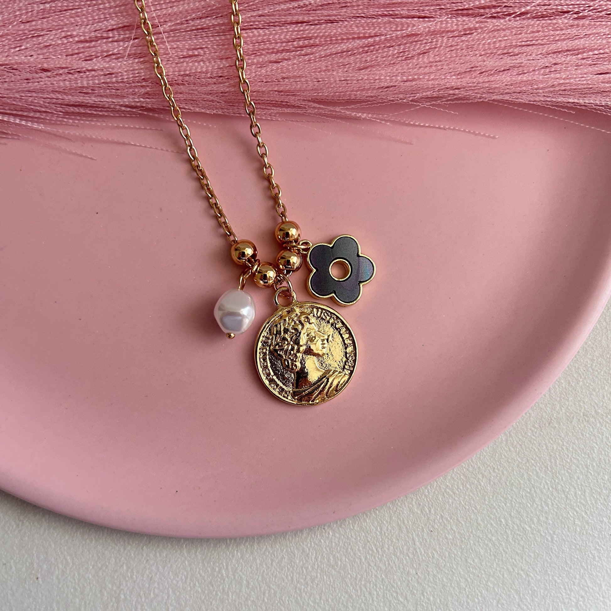 Flower Coin Necklace