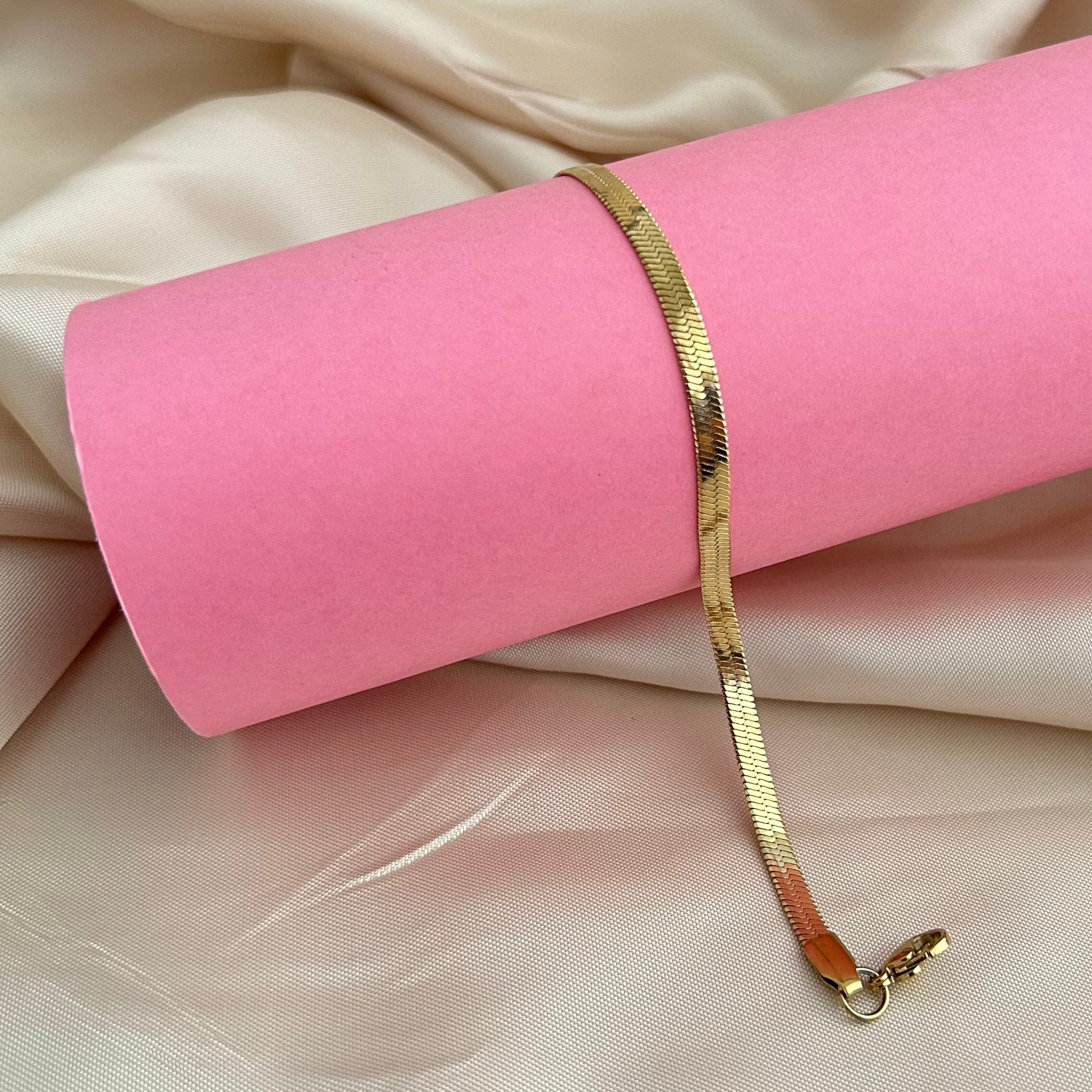 Sleek Gold Herringbone Bracelet