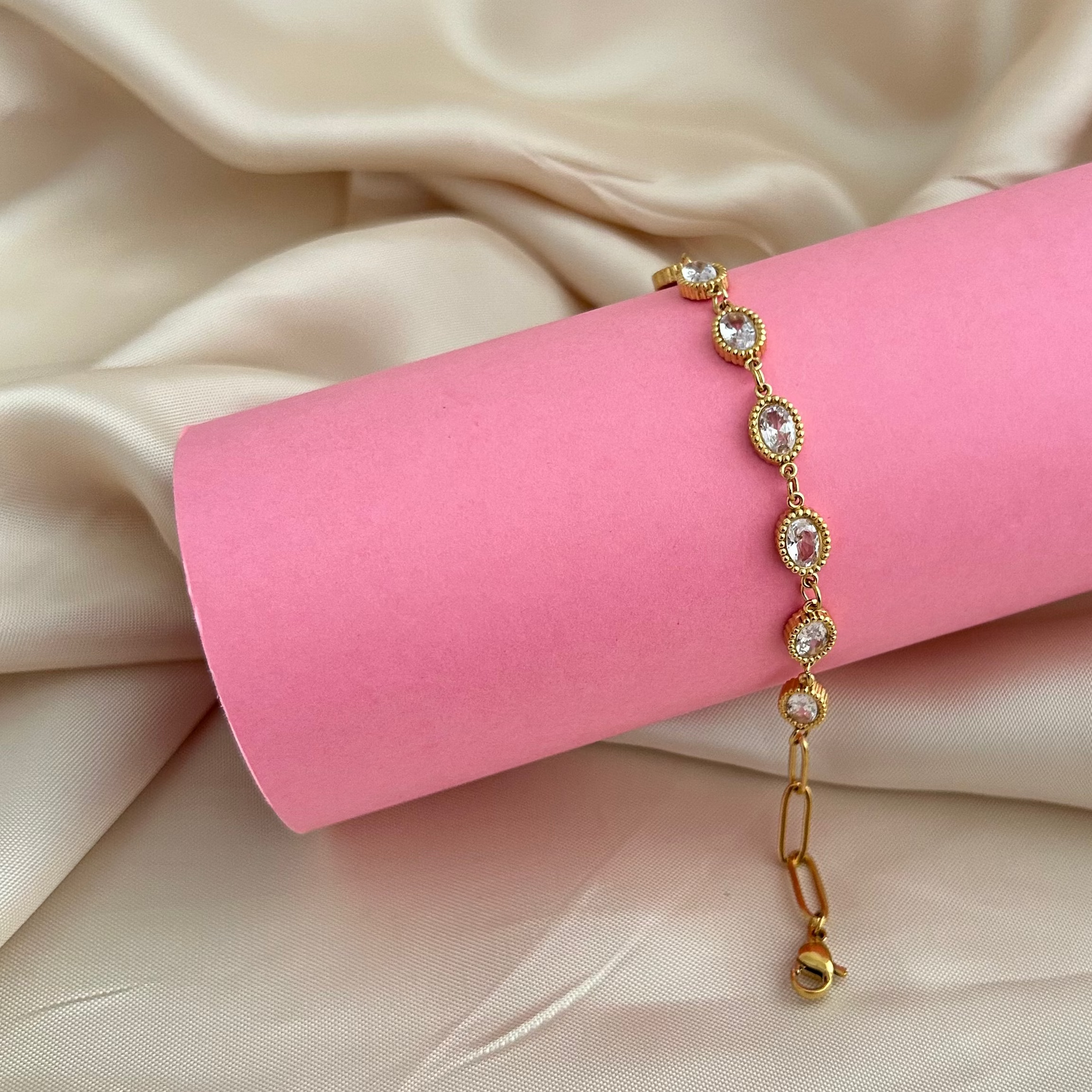 Oval Crystal Link Bracelet