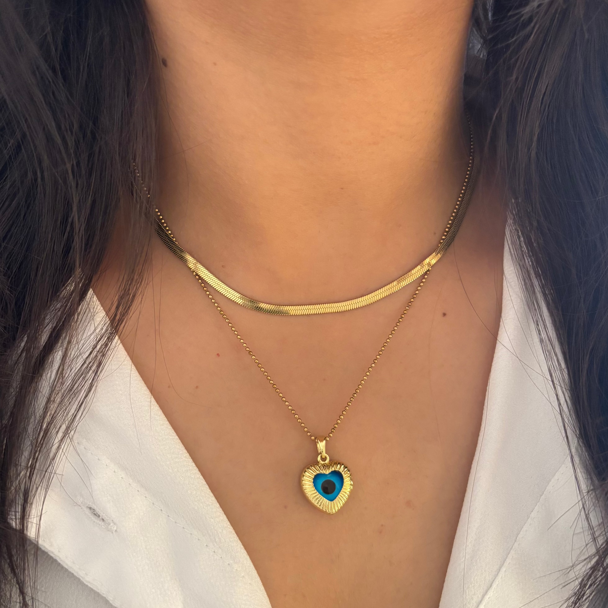 Azure Heart Protection Layered Necklace
